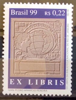 C 2225 Selo Ex Libris da Biblioteca Nacional do Rio de Janeiro Mapa 1999