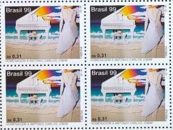 C 2228 Selo Antonio Carlos Jobim Piano Musica Praia 1999 Quadra