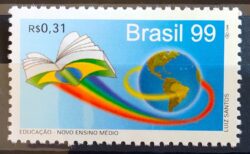 C 2235 Selo Educação Novo Ensino Médio Bandeira Mapa Livro 1999