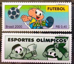 C 2324 Selo Olimpiadas Futebol Turma da Monica Cebolinha Vinheta 2000