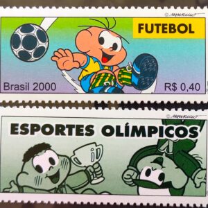 C 2324 Selo Olimpiadas Futebol Turma da Monica Cebolinha Vinheta 2000