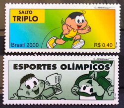 C 2338 Selo Olimpiadas Salto Triplo Atletismo Turma da Monica Magali Mais Vinheta 2000