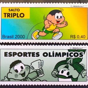 C 2338 Selo Olimpiadas Salto Triplo Atletismo Turma da Monica Magali Mais Vinheta 2000