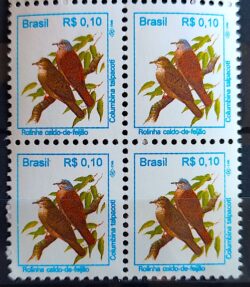 Cód RHM 713 Selo Regular Pássaros Urbanos Rolinha Caldo de Feijão Ave 1994 Quadra