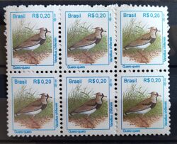 Cód RHM 714 Selo Regular Pássaros Urbanos Quero Quero Ave 1994 Sextilha