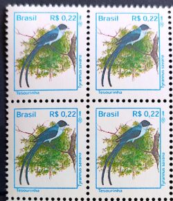 Cod RHM 741 Selo Regular Passaros Urbanos Tesourinha Ave 1997 Quadra