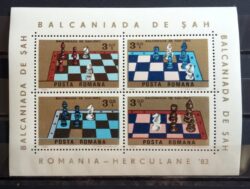 X 0127 Selo Bloco Xadrez Romenia 1983