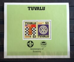 X 0131 Selo Bloco Xadrez Tuvalu Bobby Fischer Karpov