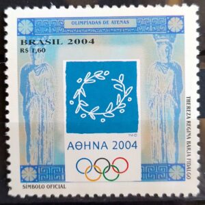 C 2575 Selo Logomarca Olimpiadas de Atenas Grecia 2004