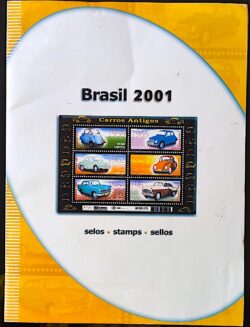 Somente a Cartela da Colecao Anual de Selos do Brasil 2001 Carros Antigos – Sem os Selo