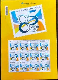 PB 162 Selo Personalizado Clube Filatélico Brusquense Gomado 2020 Folha