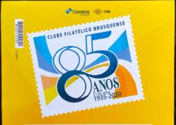 PB 162 Selo Personalizado Clube Filatélico Brusquense Gomado 2020 Vinheta