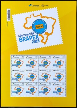 PB 45 Selo Personalizado Brapex 2015 Mapa Logo Gomado 2017 Folha