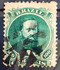 Selo RHM 27 Dom Pedro II 100 Reis Ano 1866 Império 03