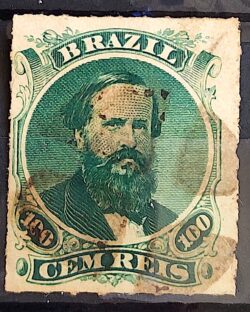 Selo RHM 34 Dom Pedro II 100 Reis Ano 1876 Império Perce 01