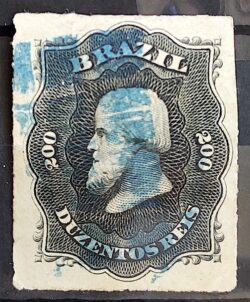 Selo RHM 35 Dom Pedro II 200 Reis Ano 1876 Império Perce 02