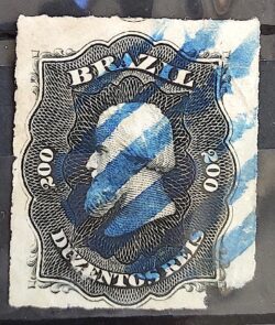 Selo RHM 35 Dom Pedro II 200 Reis Ano 1876 Império Perce 03