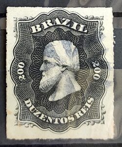 Selo RHM 35 Dom Pedro II 200 Reis Ano 1876 Império Perce 04