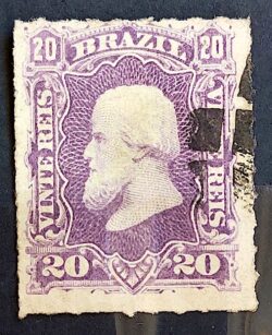 Selo RHM 38 Dom Pedro II 20 Reis Ano 1877 Império Perce Barba Branca 02
