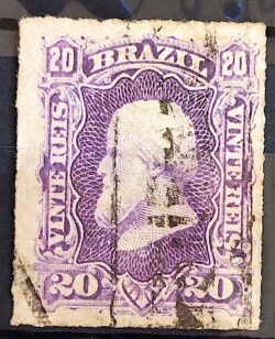Selo RHM 38 Dom Pedro II 20 Reis Ano 1877 Império Perce Barba Branca 04