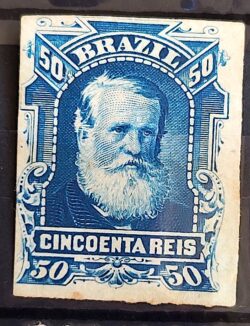 Selo RHM 39 Dom Pedro II 50 Reis Ano 1877 Império Perce Barba Branca 01
