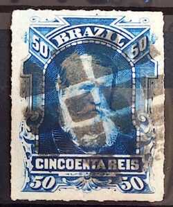 Selo RHM 39 Dom Pedro II 50 Reis Ano 1877 Império Perce Barba Branca 02