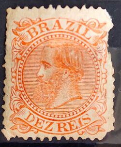 Selo RHM 52 Dom Pedro II 10 Reis Ano 1885 Império Cabeca Grande 03