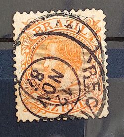 Selo RHM 52 Dom Pedro II 10 Reis Ano 1885 Império Cabeca Grande 07