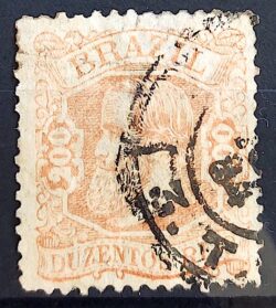 Selo RHM 56 Dom Pedro II 200 Reis Ano 1884 Império Cabeca Grande 01