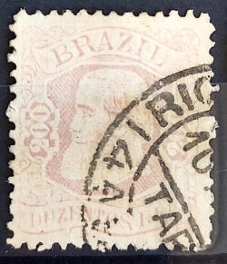 Selo RHM 57 Dom Pedro II 200 Reis Ano 1884 Império Cabeca Grande 03