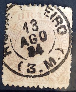 Selo RHM 59 Dom Pedro II 100 Reis Ano 1883 Império Fundo Correio 05