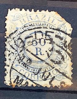 Selo RHM 63 Cifra 50 Reis Ano 1887 Império 01