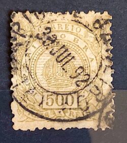Selo RHM 67 Coroa Imperial 500 Reis Ano 1887 Império 01