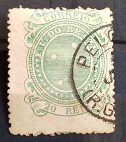 Selo RHM 70a Cruzeiros 20 Reis Ano 1890 Republica 02 Pelotas RS