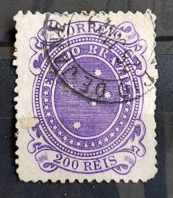 Selo RHM 73 Cruzeiros 200 Reis Ano 1890 Republica 02