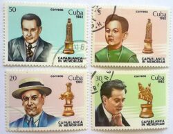 X 0238 Selo Xadrez Chapéu Cuba Capablanca 1982