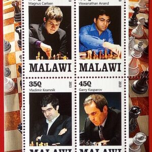X 0278 Selo Xadrez Kasparov Carlsen Malawi 2013