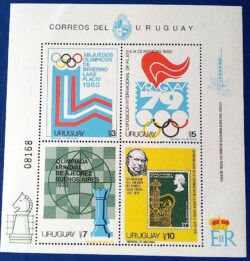 X 0293 Selo Xadrez Rowland Hill Uruguai 1978