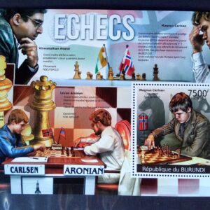 X 0325 Selo Xadrez Burundi Carlsen Aronian Anand