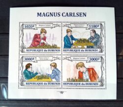 X 0329 Selo Xadrez Burundi Carlsen Aronian Kasparov Picote