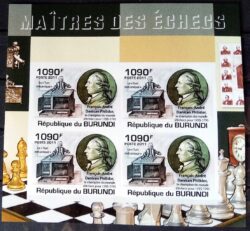 X 0338 Selo Xadrez Burundi Philidor 2011 Imperfurado