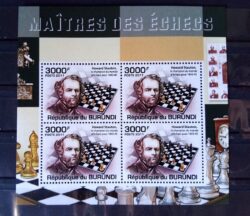 X 0341 Selo Xadrez Burundi Stauton Quadra 2011 Picote