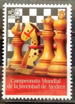 X 0457 Selo Xadrez Cavalo Infantil Uruguai 2017