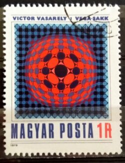 X 0461 Selo Xadrez Arte Pintura Hungria 1979