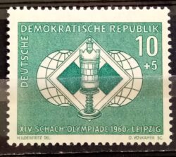 X 0467 Selo Xadrez Torre Alemanha DDR 1960
