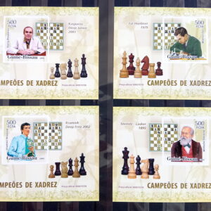 X 0473 Selo Xadrez Kasparov Tal Kramnik Guine Bissau