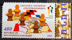 X 0502 Selo Xadrez Dresden Alemanha Mapa Karabakh 2009