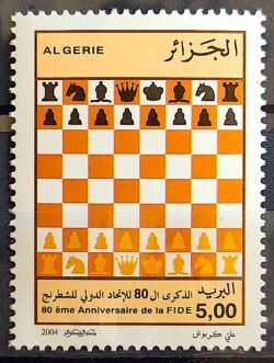 X 0510 Selo Xadrez Aniversario Fide Argelia 2004