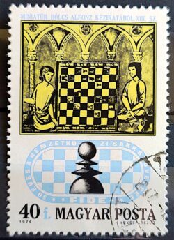 X 0528 Selo Xadrez Peao Hungria 1974