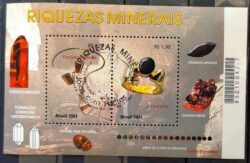 B 123 Bloco Riquezas Minerais Topazio e Granada Pedra Joia 2001 CBC RJ